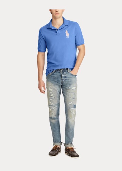 Polos Polo Ralph Lauren Hombre Azules - Custom Slim Fit Mesh - FAKOY4570